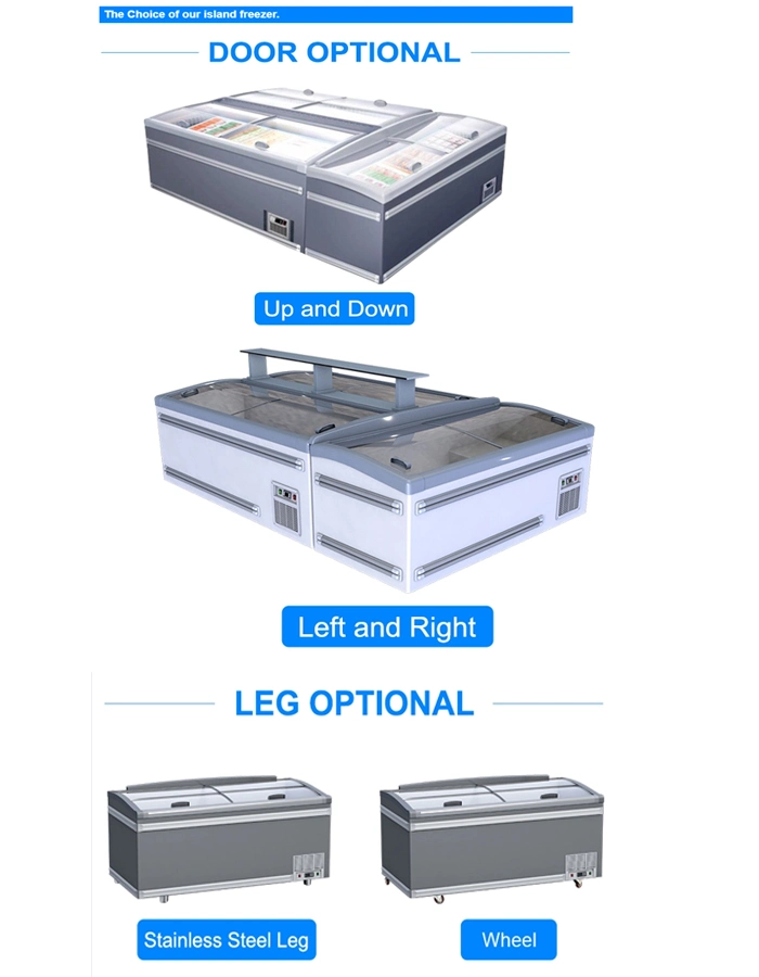 Open Top Combined Island Cabinet Refriger Deep Freezer for Supermarket