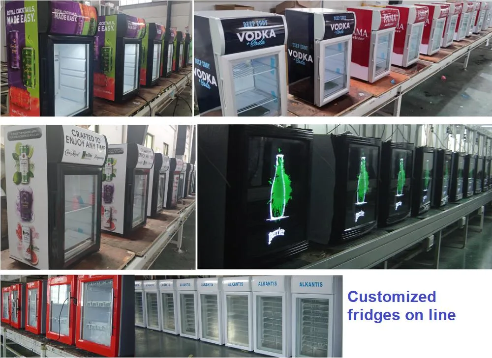 Mini Refrigerator Glass Door Upright Beverage Display Cooler Freezer Bar Fridge for Hotel or Drinks Promotion